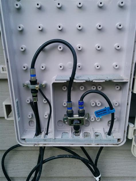 how to feed outdoor junction box|feeding coax through outside wall.